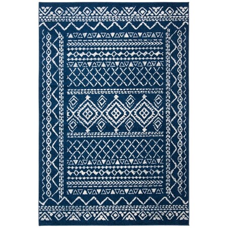 Safavieh 9 x 12 ft. Tulum Rectangle Power Loomed Area RugNavy & Ivory TUL268N-9